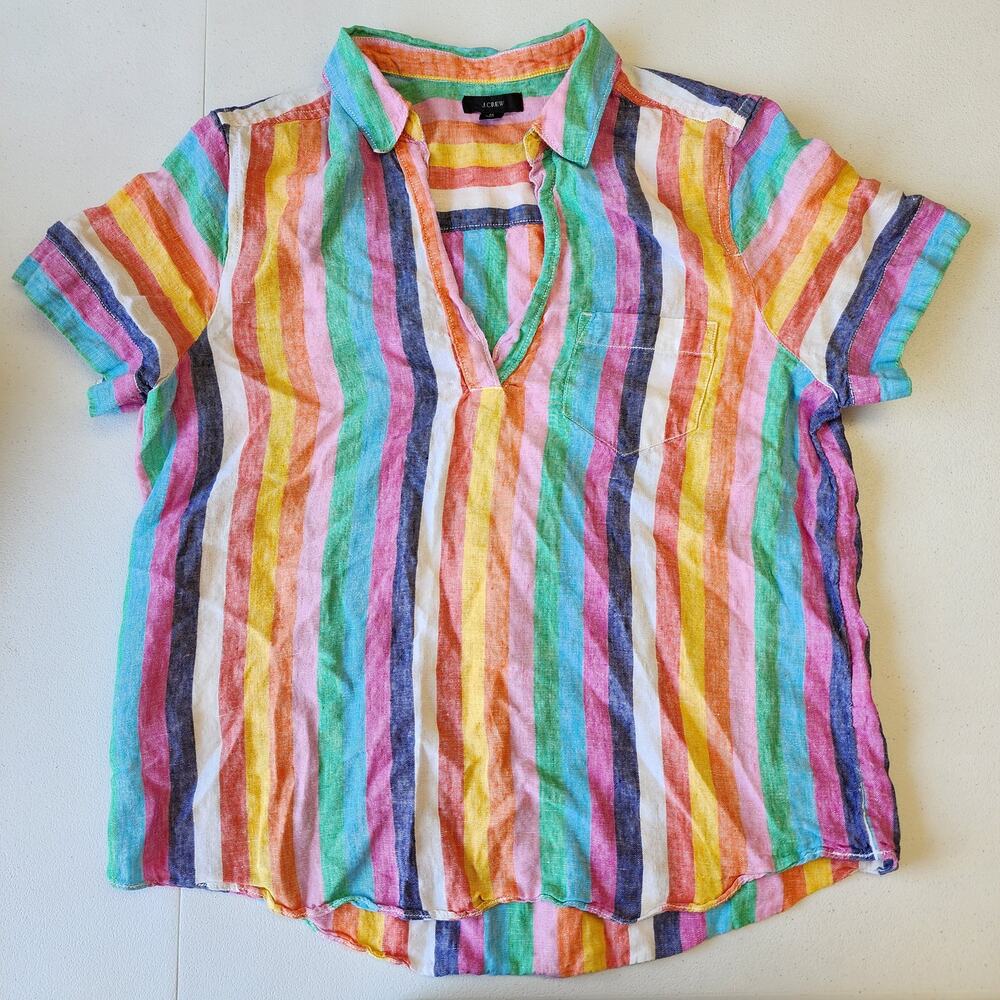 J. Crew Multicolor Striped Blouse